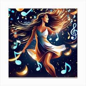 Dancer With Music Notes 2 Canvas Print