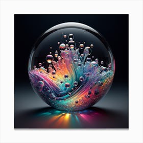 Liquid 3D Splash with Iridescent Colors Inside A Crystal Ball Canvas Print
