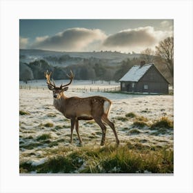 Deer In The Snow 11 Canvas Print