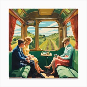 Vintage Train Journey Series: David Hockney Style 4 Canvas Print