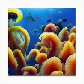 Jellyfish Stock Videos & Royalty-Free Footage Canvas Print