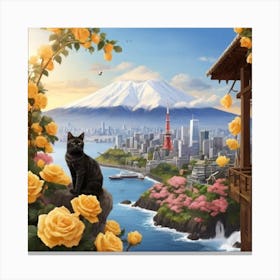 Cat On A Balcony 2 Canvas Print