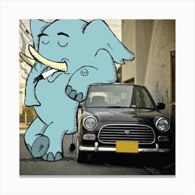 Elephant Smoking Car City Urban Canvas Print