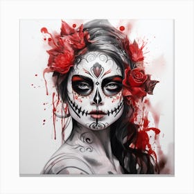 Artjuicebycsaba Olored Pencil And Black Ink A Dios Muertes Mexi C51402a9 B3b1 44b5 8162 E5ef01f1fb01 Denoised Upscaled X4 Canvas Print