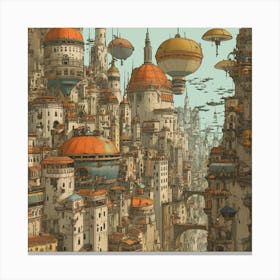 City In The Sky Creative Sci Fi Canvas Print