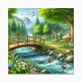 Bridge In The Forest 2 Canvas Print