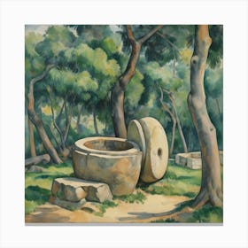 Millstone And Cistern Under Trees Paul Cezanne Art Print 2 Canvas Print