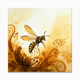 Wasp On A Flower Canvas Print