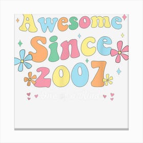 Retro Vintage Awesome Since 2007 15th Birthday Canvas Print