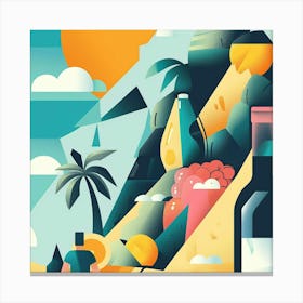 Illustration Of A Beach Scene Canvas Print