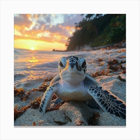 Baby Sea Turtle Looking Ahead Canvas Print