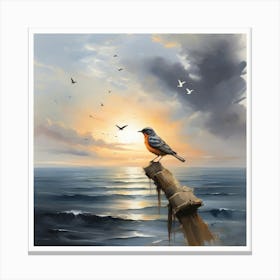 Bird On A Post Canvas Print