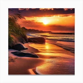 Sunset On The Beach 302 Canvas Print