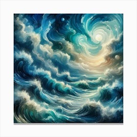 Ocean Waves At Night Canvas Print