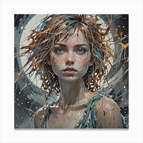 Girl In The Moonlight Canvas Print