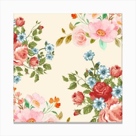 Watercolor Floral Pattern Canvas Print