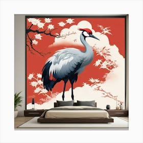 Default Japanese Red Crown Crane Bedroom Art 1 Canvas Print