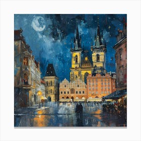 Prague At Night 1 Canvas Print