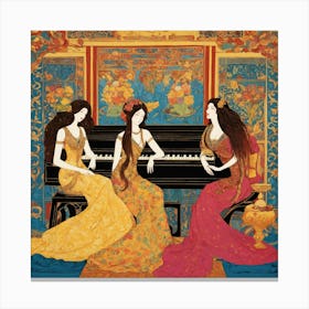 Three Ladies At The Piano Canvas Print