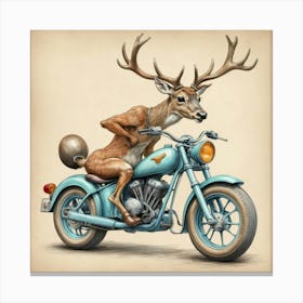 Deer On A Motorcycle 6 Canvas Print