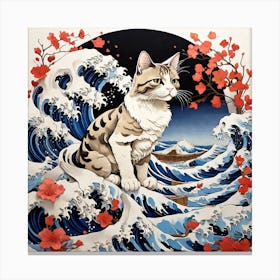 Great Wave Cat Canvas Print