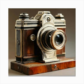 A Vintage Camera Reimagined: An Art Deco Sculpture Canvas Print