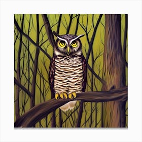 Owl In The Woods Canvas Print