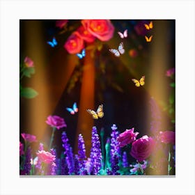 Fairy Garden With Butterflies Canvas Print