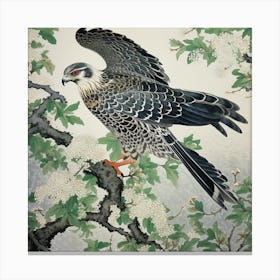 Ohara Koson Inspired Bird Painting Harrier 1 Square Canvas Print
