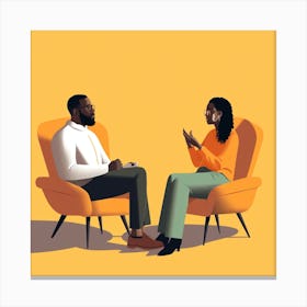 Illustration Of A Couple Talking Canvas Print