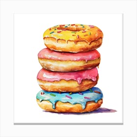 Stack Of Rainbow Donuts 3 Canvas Print