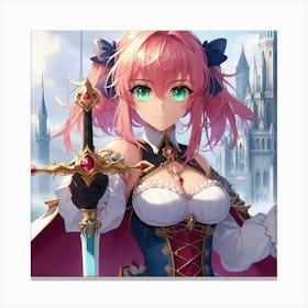 Anime Girl Holding Sword Canvas Print