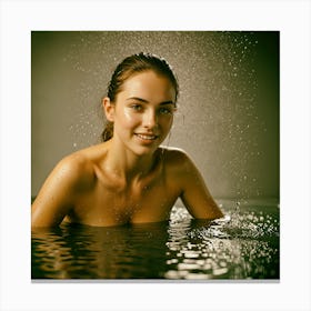 Young Woman In Water Canvas Print