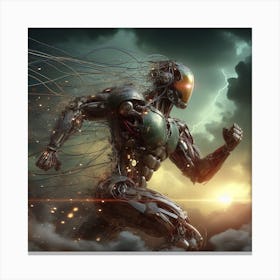 Cyborg running fast Canvas Print