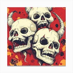 Spooky Halloween Skeleton Emojis Artwork 1 Canvas Print