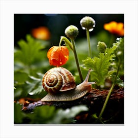 Snail On A Flower 10 Canvas Print