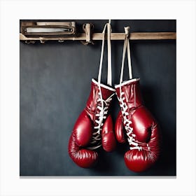 Boxing Gloves Hanging On A Wall Canvas Print