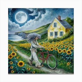 Moonlit Bohemia Whimsical Painting Of A Serene Night Scene (4) Canvas Print