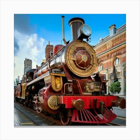 Firefly Intricate Steampunk Locomotive At Victorian London Station 94578 (2) Canvas Print