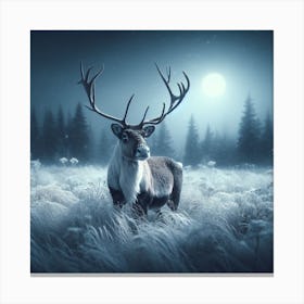 The Gloomy Solstice (Reindeer, snow, meadow, somber) Canvas Print