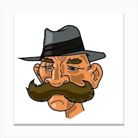 Cartoon Man With Mustache Canvas Print
