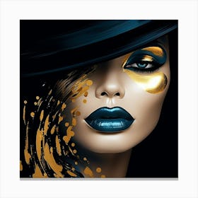 Gold And Blue Makeup Canvas Print