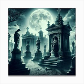 Graveyard At Night 23 Canvas Print