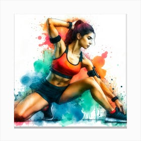 Fitness Girl In Sportswear Canvas Print