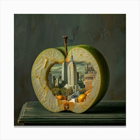 The Big Apple in the Style of Magritte. Surreal Cityscape. Canvas Print