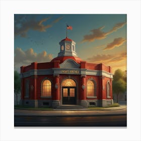 Red Brick Building At Sunset Canvas Print