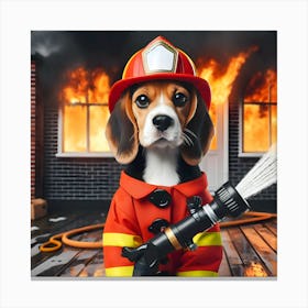 Beagle Firefighter~Reimagined 9 Canvas Print