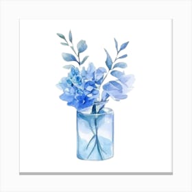 Watercolor Blue Floral 7 Canvas Print