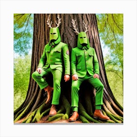 Two Deer In A Tree Canvas Print