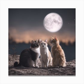 0 Two Cats Under Moonlit Night With Blurry Backgroun Esrgan V1 X2plus (3) Canvas Print